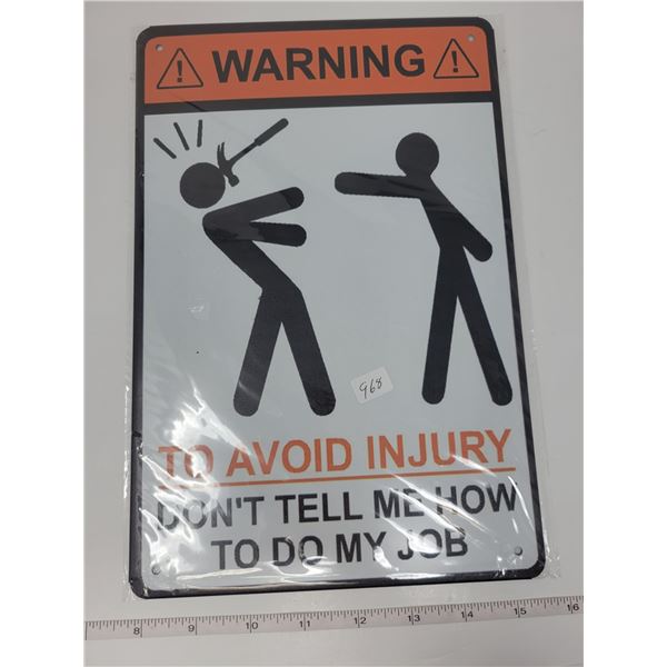 Avoid injury sign - Schmalz Auctions