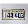Image 1 : 1961 Sask license plate