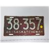 Image 1 : 1946 Sask license plate