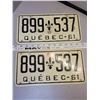 Image 1 : Pair of 1961 Quebec license plates (2)