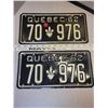 Image 1 : 1962 Pair of Quebec license plates (2)