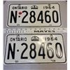 Image 1 : Pair Ontario 1964 license plates