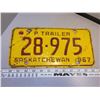 Image 1 : 1967 Sask farm license plates