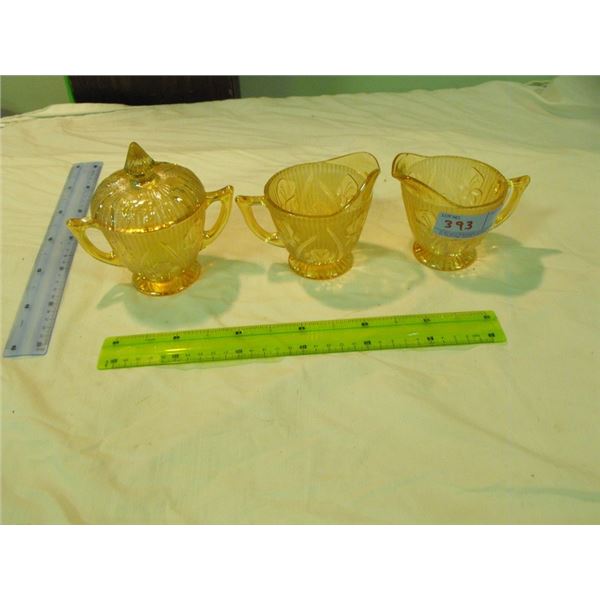 Iris & Herring Bone sugar bowl & 2 creamers