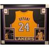 Image 1 : KOBE BRYANT AUTOGRAPHED 33x35 CUSTOM FRAMED LAKERS JERSEY (STEINER COA)