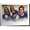 Image 1 : SLAP SHOTS HANSON BROTHERS TRIPLE SIGNED 8X10 PRINT (JSA COA)