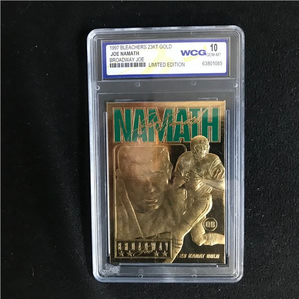 1997 BLEACHERS 23KT GOLD JOE NAMATH Broadway Joe LIMITED EDITION (10 GEM MINT)