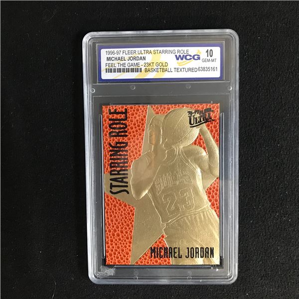 1996-97 FLEER ULTRA STARRING ROLE MICHAEL JORDAN FEEL THE GAME 23KT GOLD (10 GEM MINT)