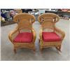 Image 1 : 2 Matching Wicker Chairs 1) Rocker & Ottoman & Stand