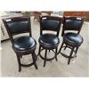 Image 1 : 3 Wooden Upholstered Bar Stools