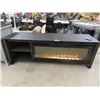 Image 1 : Big Screen TV Stand w Elec Fireplace Heater w Remote 26"H 75"W 21"D