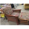 Image 1 : WIcker Chair & Ottoman - There is Wear on One Cushion