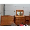 Image 1 : 4 Pc Pine BR Suite Dresser & Mirror 48" 57" 19 " PLus Mirror is 34" x 41", 2 Nite Tables 26"H x 26"W
