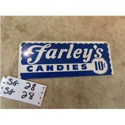 Metal Farley's Candies 10 Cents 2 Sided 4"x10.5"