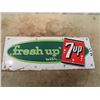 Image 1 : Vintage 1960's 7UP Sign- Metal Embossed 9.5" x 24"