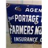 Image 2 : Porc Portage La Prairie Farmers Mutual Insurance 14" x 20" - Old Local Sign - Vintage