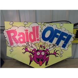 Cardboard Raid- O ff Sign 27" x 39" Good Graphics