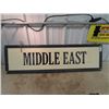 Image 1 : Wooden Middle Eat Sign 14" x 48" - 2 Sided Originated from the Old Spaghetti Factory