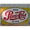 Image 1 : Metal Embossed 1955 Pepsi Cola Sign 57" X 35"