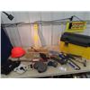 Image 1 : Tool Box w Carpenters Tools, Mitre Saw, Tape Measurer, Framing Hammer, Squares, Levels, Nail Puller,