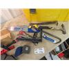 Image 2 : Tool Box w Carpenters Tools, Mitre Saw, Tape Measurer, Framing Hammer, Squares, Levels, Nail Puller,