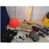 Image 3 : Tool Box w Carpenters Tools, Mitre Saw, Tape Measurer, Framing Hammer, Squares, Levels, Nail Puller,