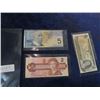 Image 1 : Canadian Paper Money- 1973 1 Dollar Bill, 1986 2 Dollar Bill & 2002 5 Dollar Bill