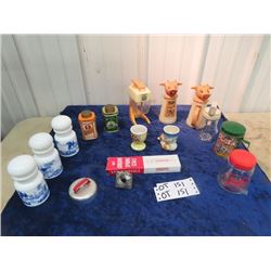 Kitchen Items, Creamer, S & P , Spice Tins, Spring Scale, & Egg Holders