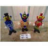 Image 1 : 3 Blown Glass Clown Ornaments 9"H