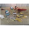 Image 1 : 12 Pc Fish Carving Set, 2) Fiestaware Egg Poacher Plus VIntage Kitchen Items