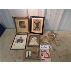 Vintage Pictures  & Religious Crosses Plus More