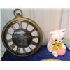 Image 3 : Clock, 2 Metal Chocolate Signs, & Cat Bank