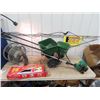 Image 1 : 2 Grass / Fertlizers Spreaders. 20' RV Drain Hose & Hose Reel & Weed Eater XT200