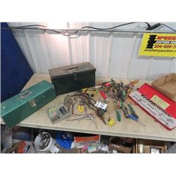 2 Metal Tool Boxes, 1/2" Socket Set, Pliers Cutters, Screwdrivers & New Impact Sockets