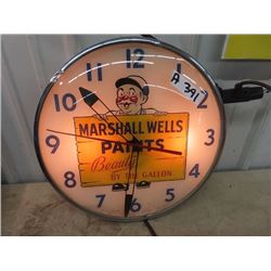 Vintage Marshall Wells Paintes Light Up Clock 15 RD