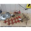 Image 1 : New Old Stock Brooder Lights, Jar Organizer, Lightening Rod Brackets, &  Old Feeder Chain (Repurpose
