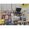 Image 1 : Approx 22 DVD Movies, Poker Chips in Locking Case- New Christmas Lights & Star
