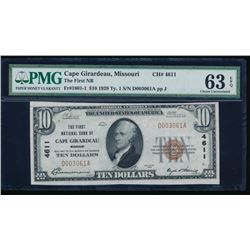 1929 $10 Cape Girardeau MO National PMG 63EPQ