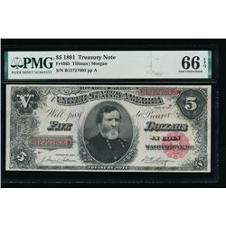 1891 $5 Treasury Note PMG 66EPQ