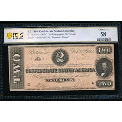 1864 $2 T-70 Confederate PCGS 58