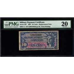 10 Cent Military Payment Certificate PMG 20