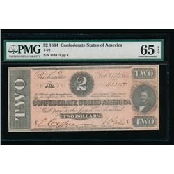 1864 $2 T-70 Confederate States of America PMG 65EPQ