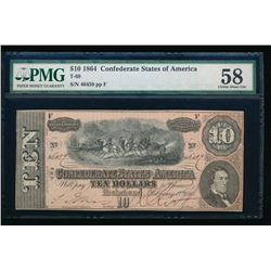 1864 $10 T-68 Confederate PMG 58