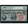 Image 1 : 1869 $5 Legal Tender Note PMG 63