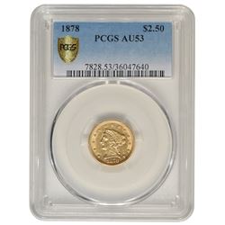 1878 $2.5 Liberty Gold Coin PCGS AU53