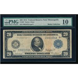 1914 $20 Minneapolis Federal Reserve Note PMG 10