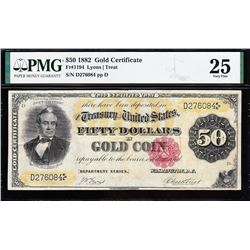 1882 $50 Gold Certificate PMG 25