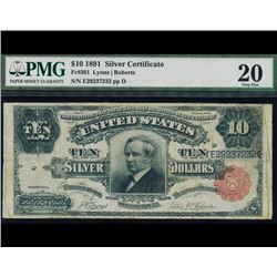 1891 $10 Tombstone Silver Certificate PMG 20