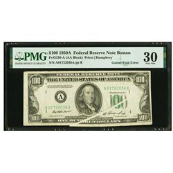 1950A $100 Error Gutter Fold FRN PMG 30