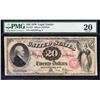 Image 1 : 1878 $20 Pink Overprint Legal Tender PMG 20